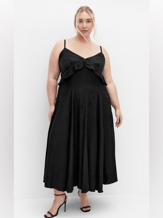 City Chic Dresses & Skirts - City Chic Clara Frill Black Ruffle-Trim Midi Dress NWT